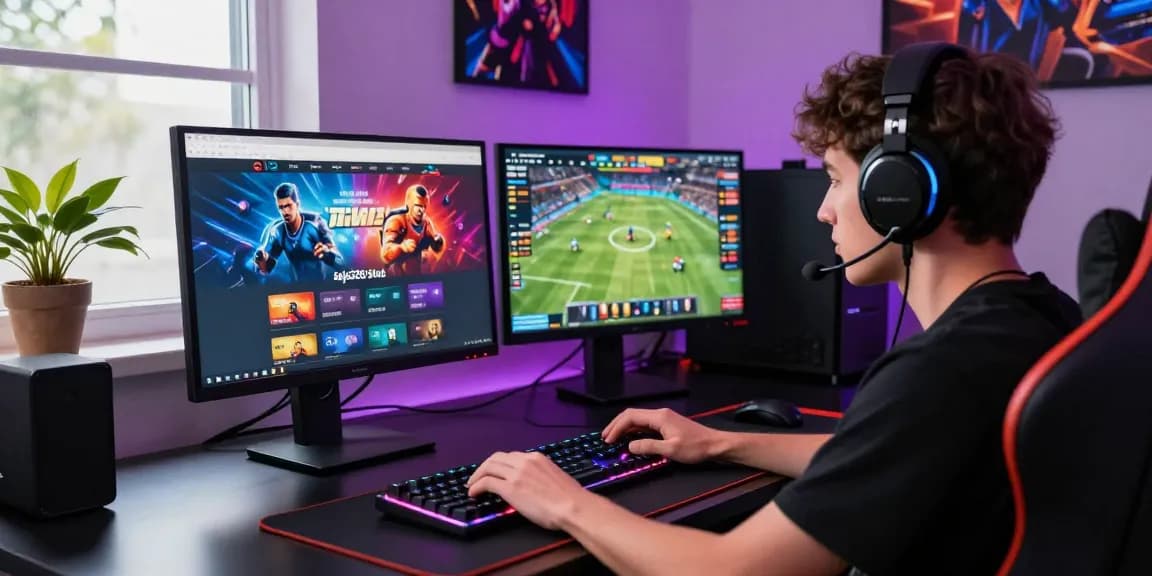 Online player engaging with raja328 situs, showcasing vibrant gaming setup and live betting atmosphere.
