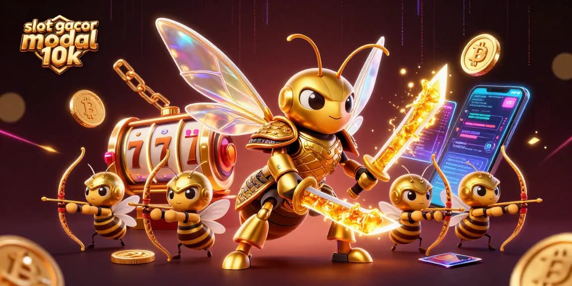 Engage in slot gacor modal 10k with vibrant characters and casino-themed elements in a dynamic scene.