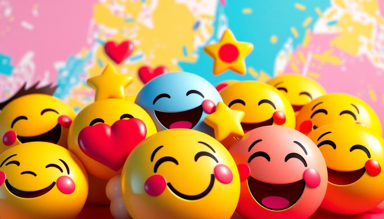 Showcasing creative tiktok emojis surrounded by vibrant colors and playful designs, expressing digital communication.