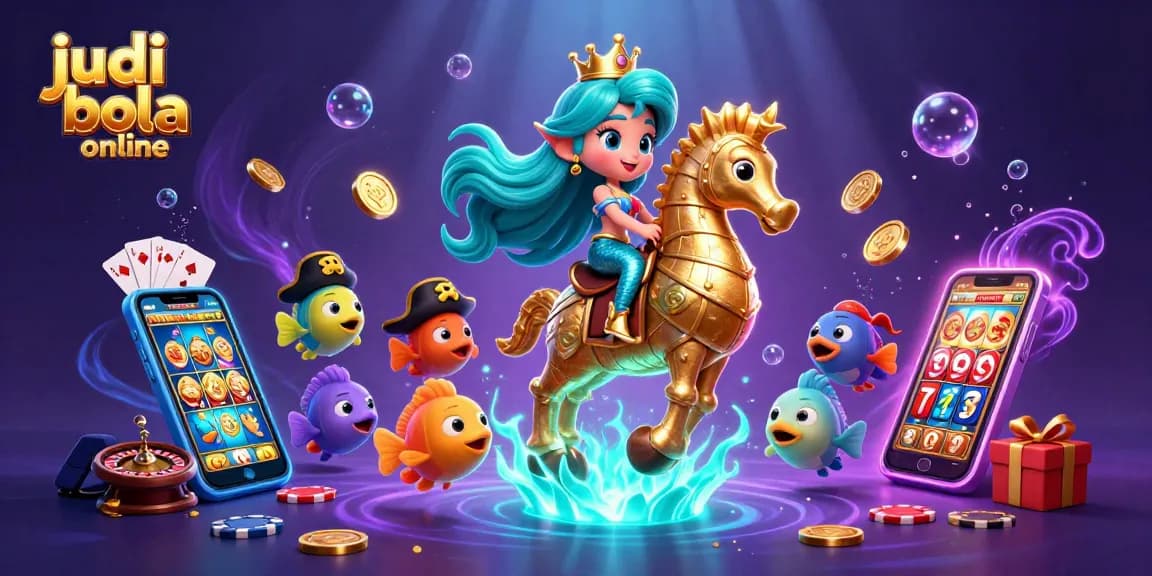 Experience judi bola online with this vivid 3D underwater scene filled with colorful casino elements.