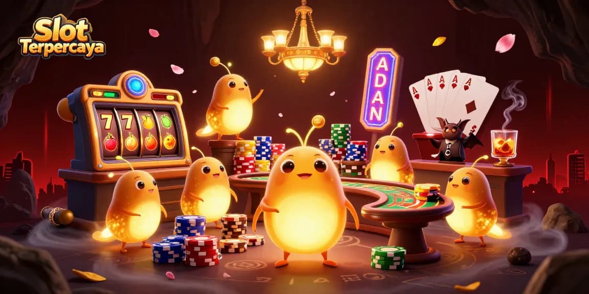 Winning big at Slot Terpercaya with exciting 3D cartoon gameplay, lit by colorful glowworms.