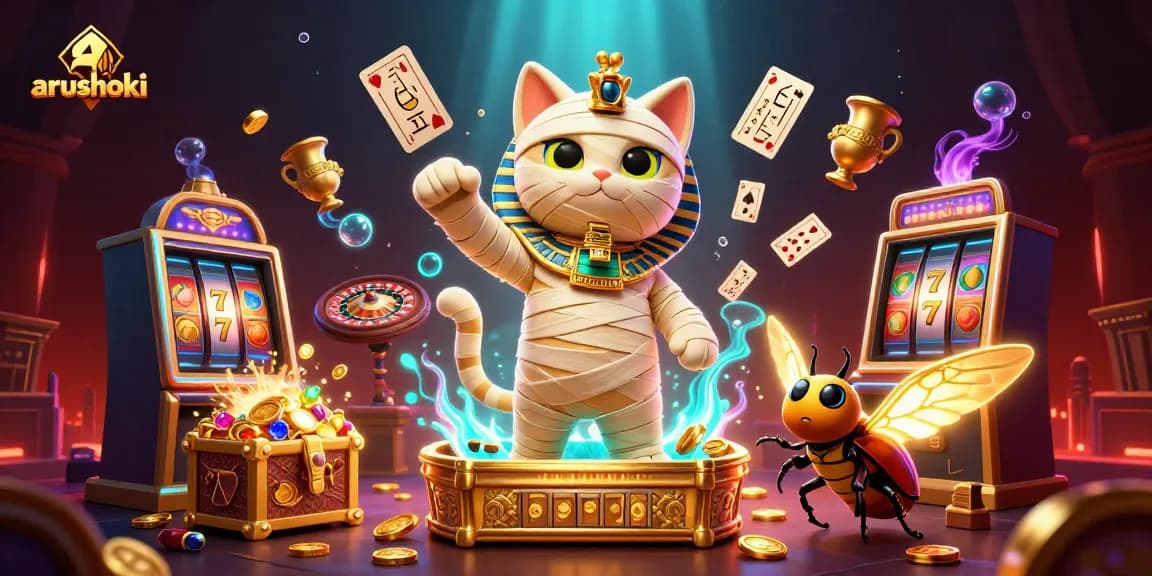 arushoki menghadirkan momen seru bermain judi dengan kucing mumia 3D dan harta karun yang meledak.