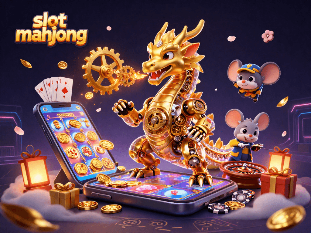 Mainkan slot mahjong dengan karakter naga dan elemen kasino yang menarik.