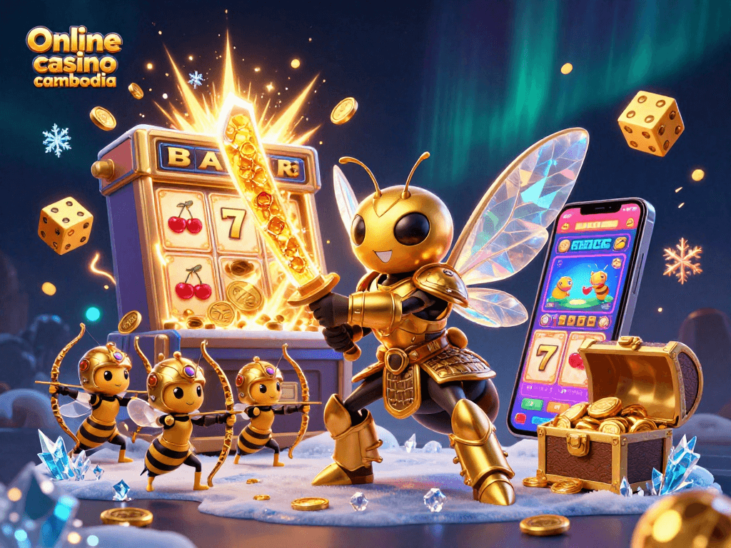 Experience a thrilling Online casino cambodia action with vibrant illustrations of slot machines and games.