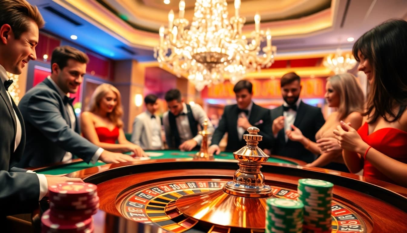 Spieler genießen ein aufregendes casino spielen online an einem Roulettetisch