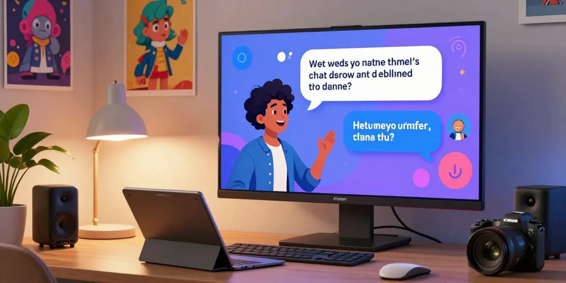 Interactive ai chat nsfw session with engaging character in a vibrant home office setting