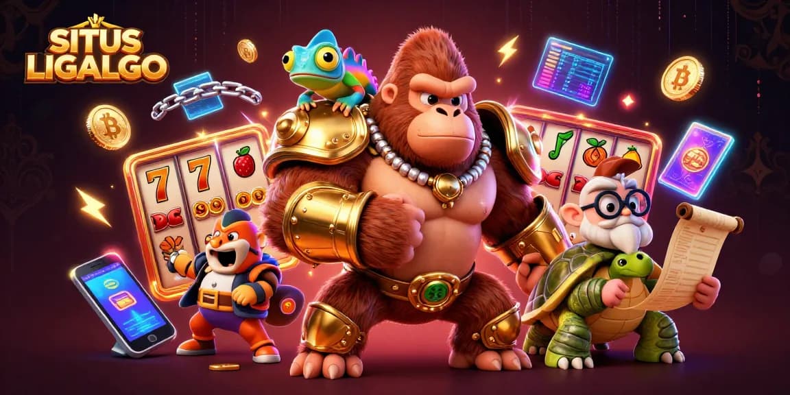 SITUS LIGALGO showcases action-packed gaming with a vivid scene of a powerful gorilla and friends.