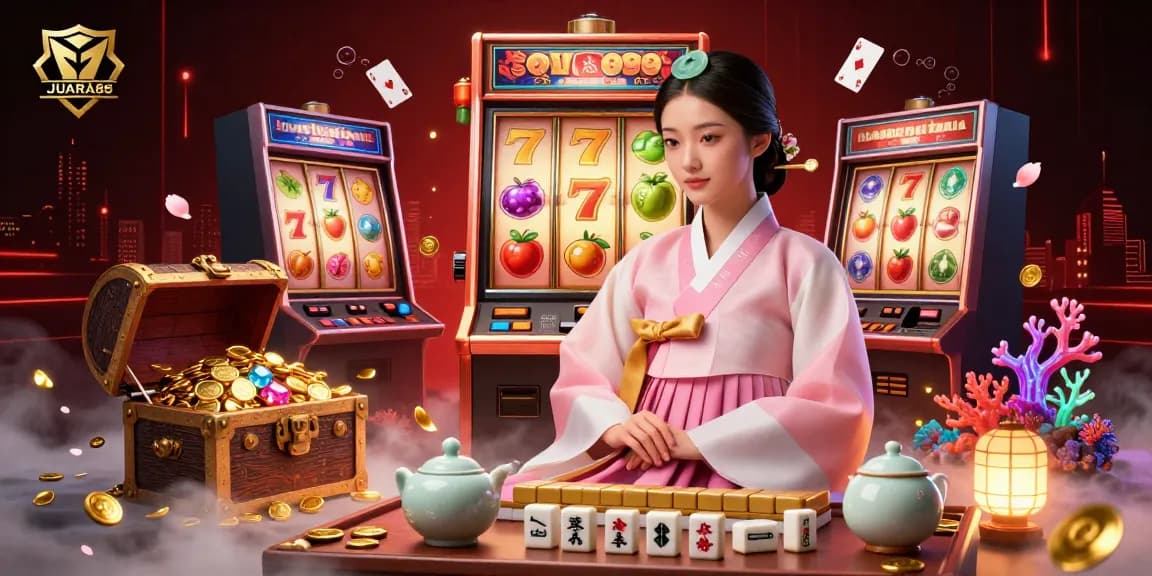 Experience the thrill of JUARA88 with intricate slot gaming elements and vibrant visuals in this captivating scene.