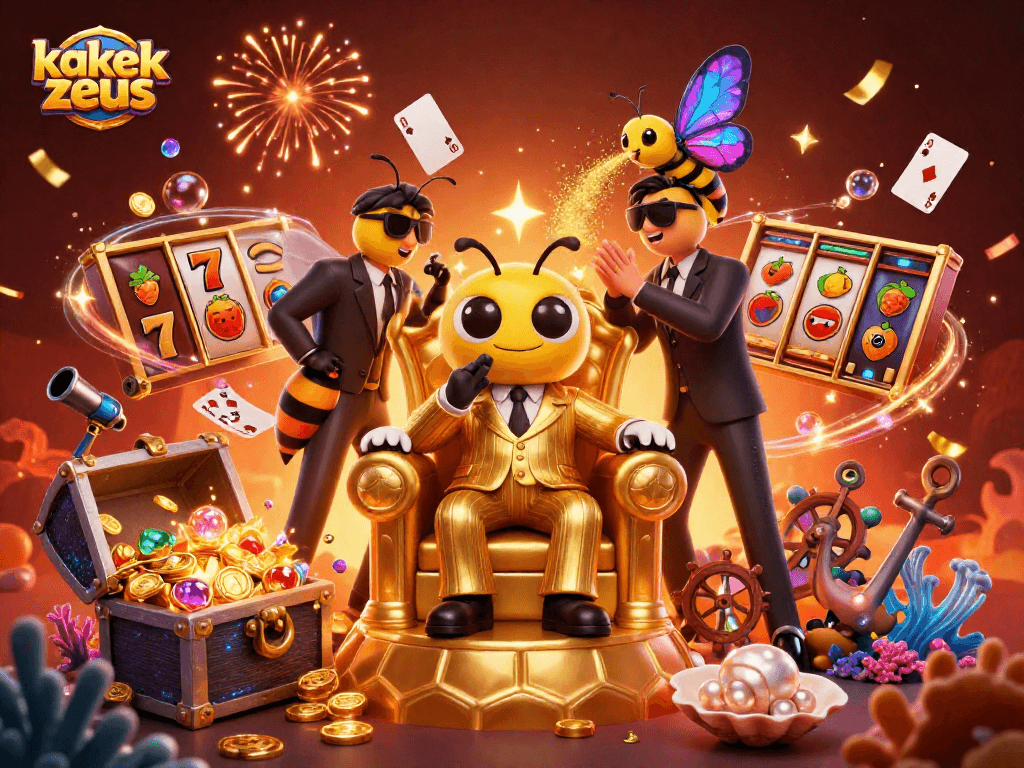 Spin the reels with kakek zeus in a vibrant slot scene filled with treasure and action.