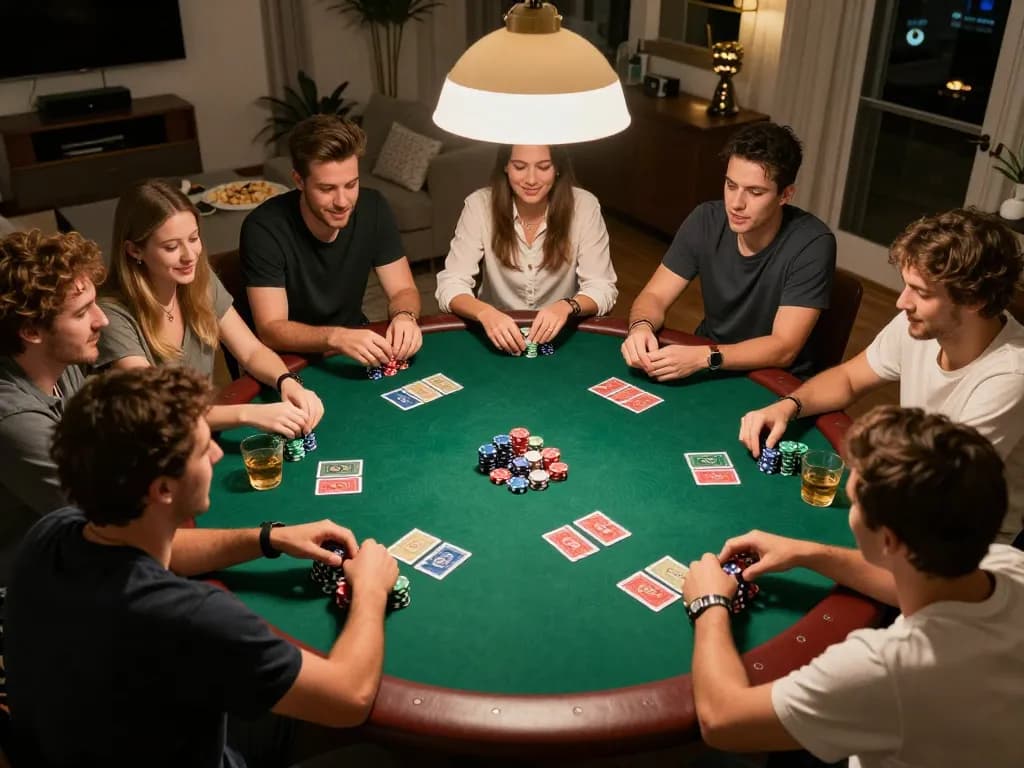 Friends strategizing together while playing poker using hidden wiki tor resources for online links.