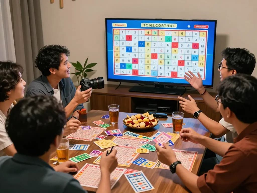 HK lottery draw excitement with friends celebrating together.