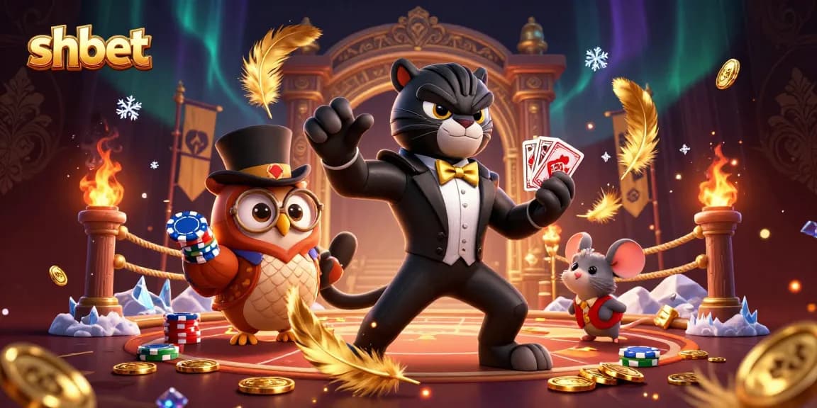 Experience shbet's vibrant casino world with animated characters in an exciting gambling scene.