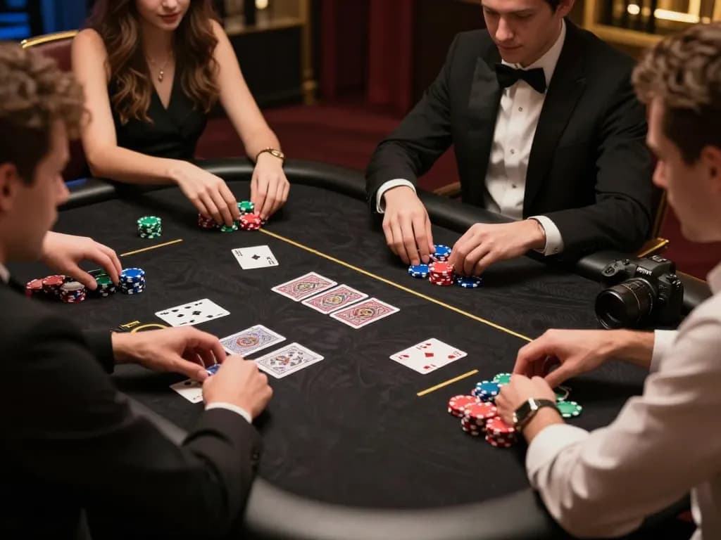 LC 88 players engaged in intense poker strategy around an upscale table