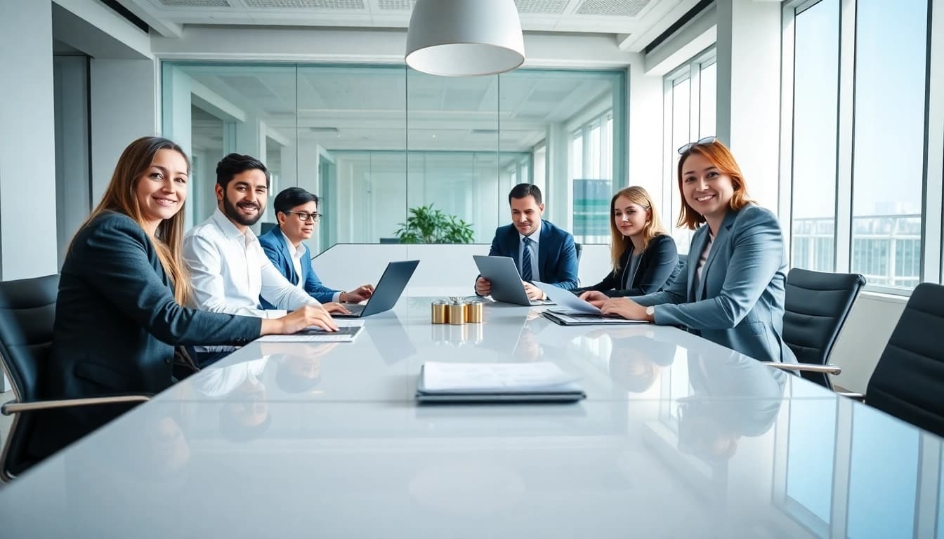 Expert VAT Consultancy in Abu Dhabi team collaborating effectively in a bright office.