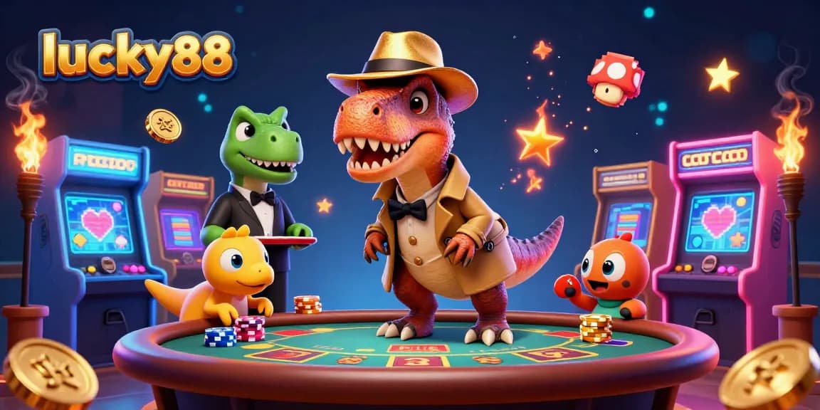 Experience the excitement of lucky88 with a velociraptor card counter at a blackjack table.