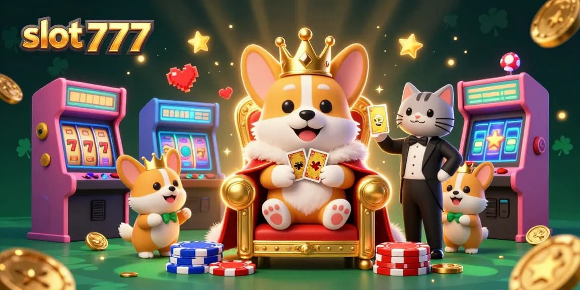 Spin and win big with slot 777 in a vibrant 3D casino scene filled with playful characters.
