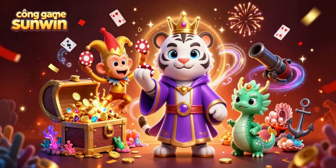 Experience thrilling wins at cổng game sunwin with vibrant characters and casino elements in this dynamic scene.