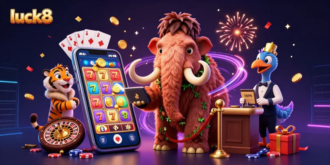 Engage with luck8 at the casino, featuring a woolly mammoth bouncer, saber-tooth VIP, and dynamic slot games.