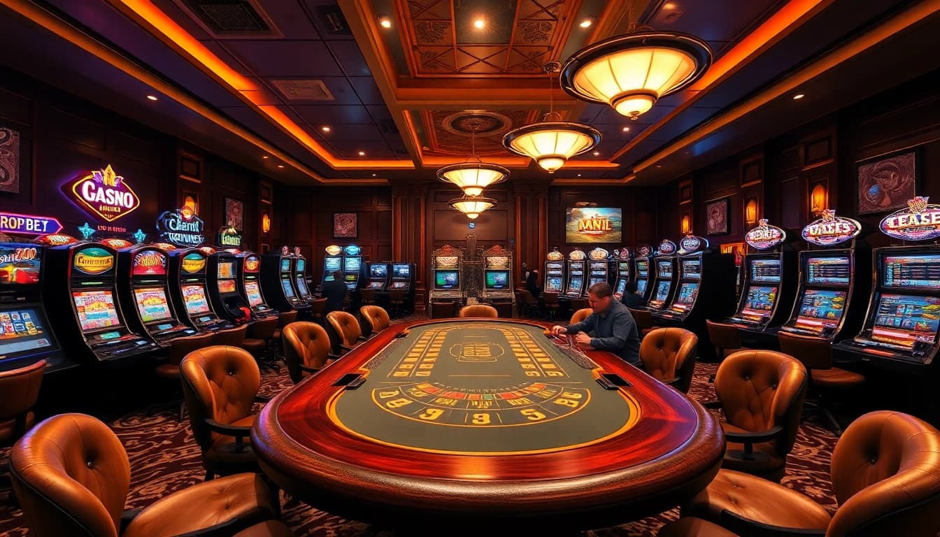 Permainan kasino bbni4d dengan suasana yang elegan dan pemain yang terlibat.
