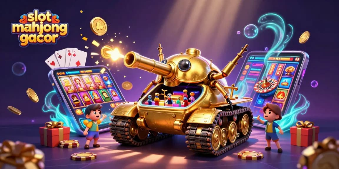 Win big with slot mahjong gacor in a vibrant 3D casino-themed illustration.