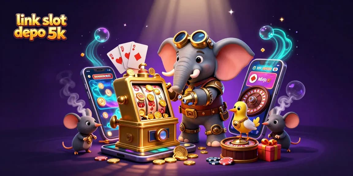 Spin and win on the link slot depo 5k with a steampunk elephant at the jackpot!