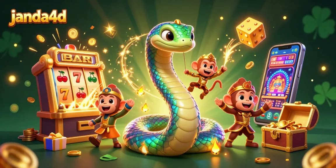 Permainan menang jackpot janda4d yang menarik dengan ilustrasi kartun 3D yang penuh warna.