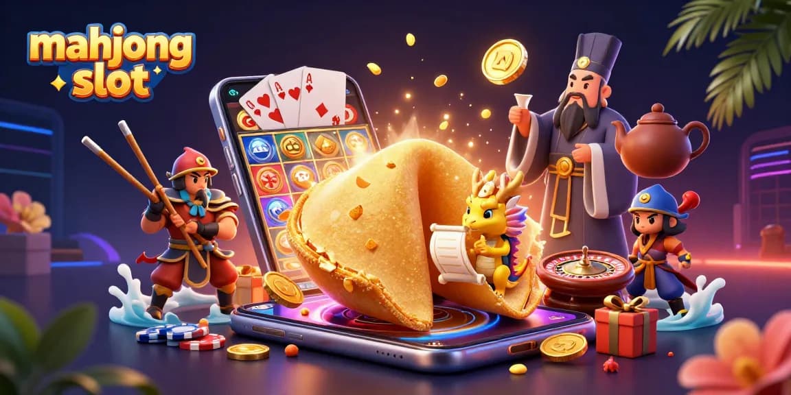 Engage with the mahjong slot world through vibrant characters and exciting game elements coming to life in this illustration.