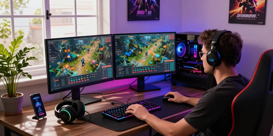 Gamer na gumagamit ng bd188 platform para sa pag-download ng mga laro sa moderno at maayos na workspace.