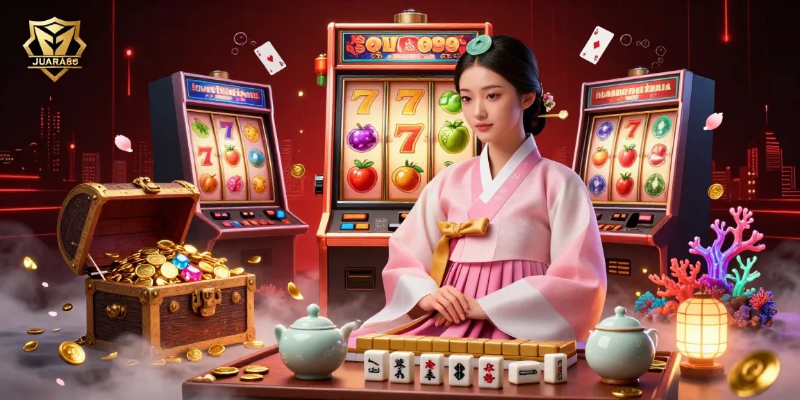 Experience the thrill of JUARA88 with intricate slot gaming elements and vibrant visuals in this captivating scene.