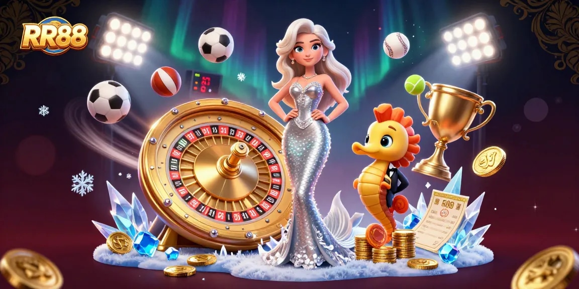 Experience the thrill of RR88 with dazzling gaming elements and a stunning scene.