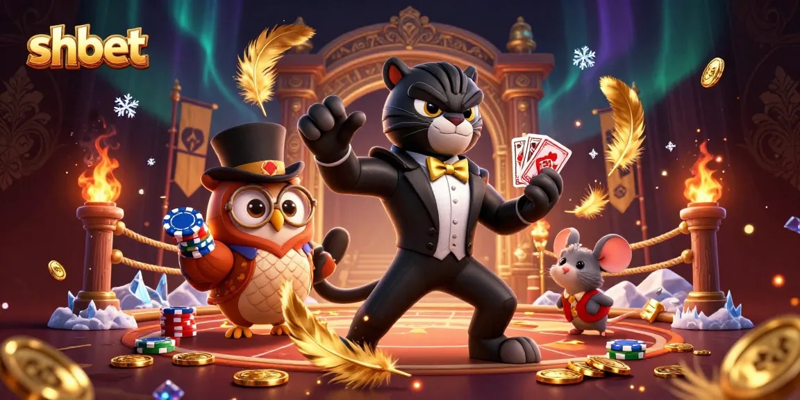Experience shbet's vibrant casino world with animated characters in an exciting gambling scene.