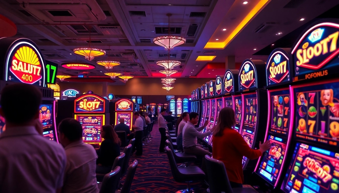 Menggunakan Slot77 untuk memenangkan jackpot dalam suasana kasino yang meriah.