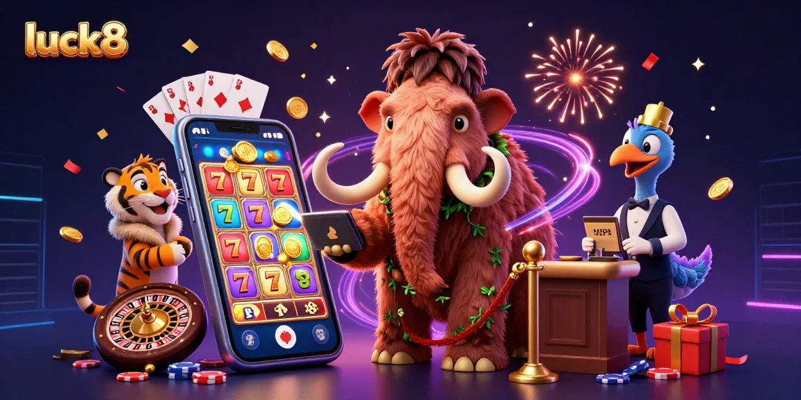 Engage with luck8 at the casino, featuring a woolly mammoth bouncer, saber-tooth VIP, and dynamic slot games.