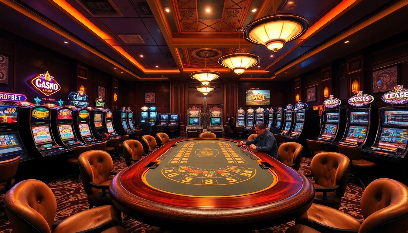 Permainan kasino bbni4d dengan suasana yang elegan dan pemain yang terlibat.