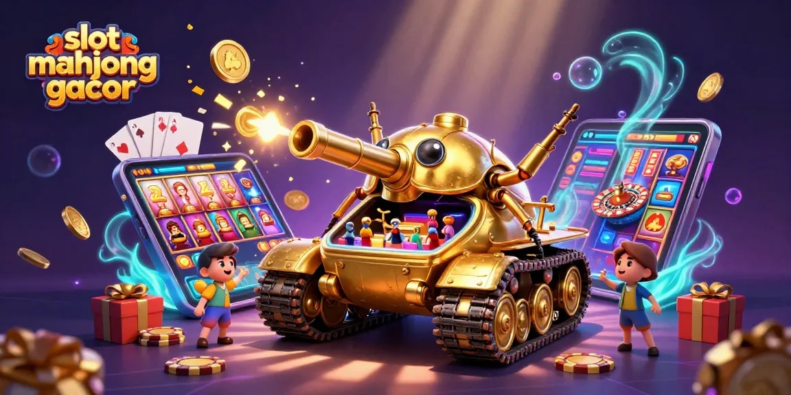 Win big with slot mahjong gacor in a vibrant 3D casino-themed illustration.