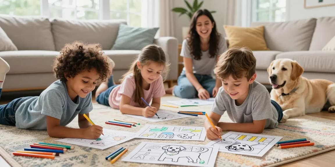 Educational coloring pages of Labrador Retrievers inspire creativity in kids.