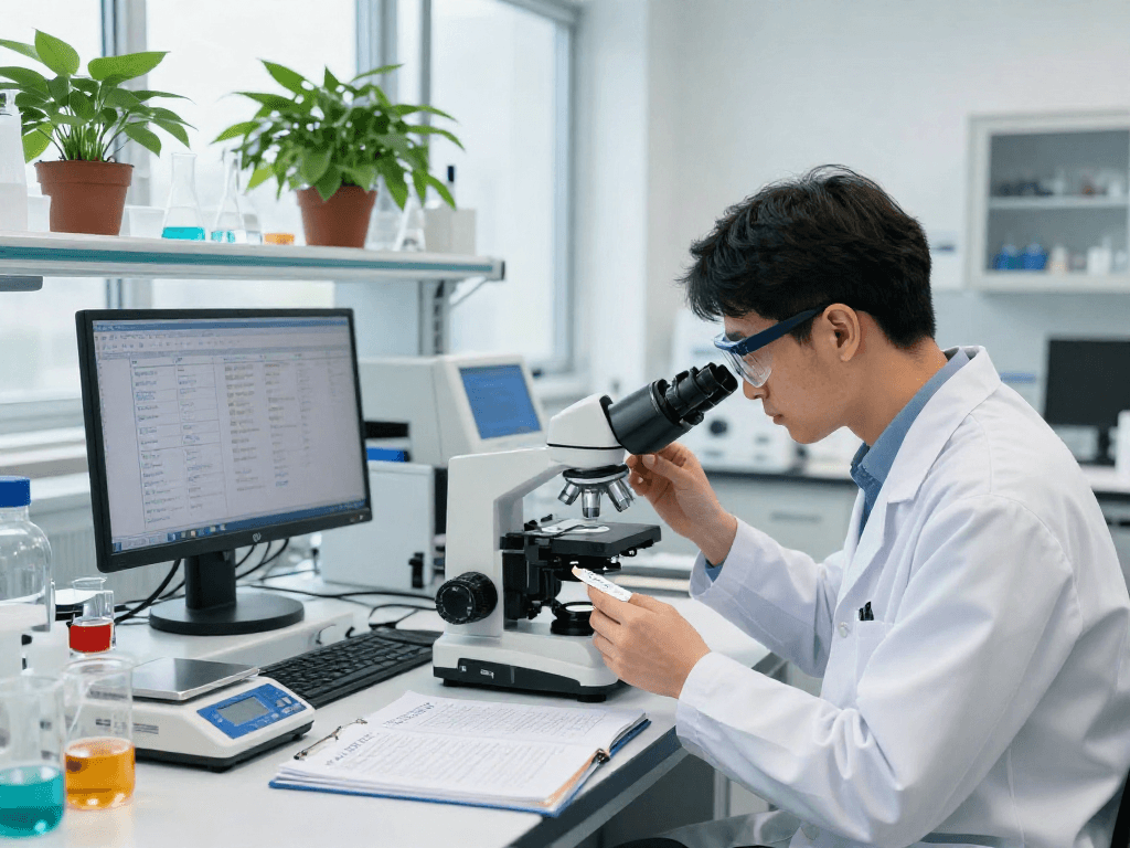 Examining BPC 157 Benefits through advanced buccal strip technology in a modern lab, highlighting precision and innovation.