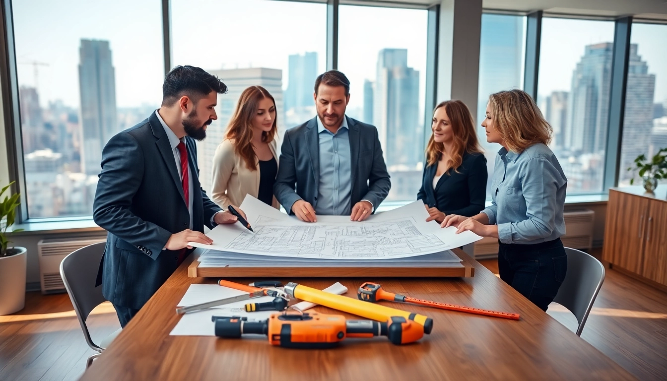 New York City General Contractor consulting clients in a bright modern office.
