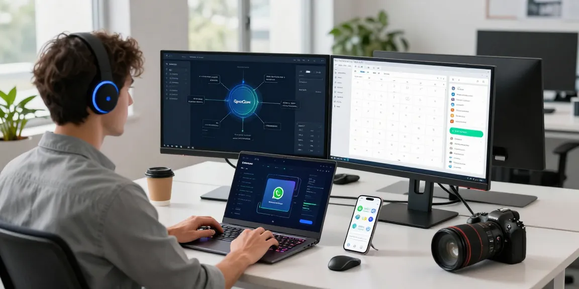 Efficient workspace showcasing Open Claw AI in a modern tech environment, enhancing productivity and automation.