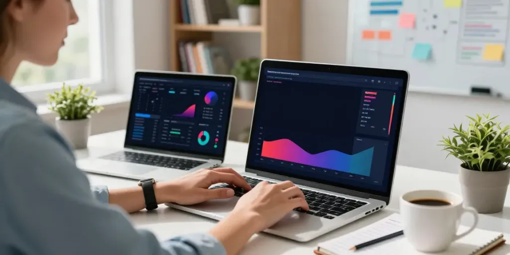 Focused workspace for analyzing insanony metrics with charts and strategy notes.