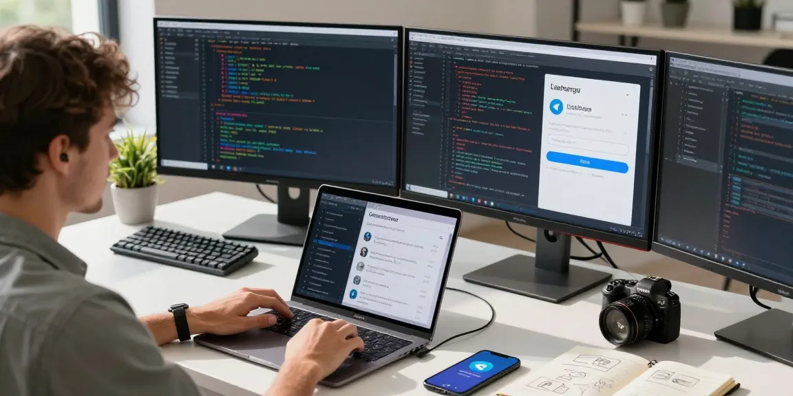Innovative workspace featuring 纸飞机中文版 on screens, highlighting modern tech communication.