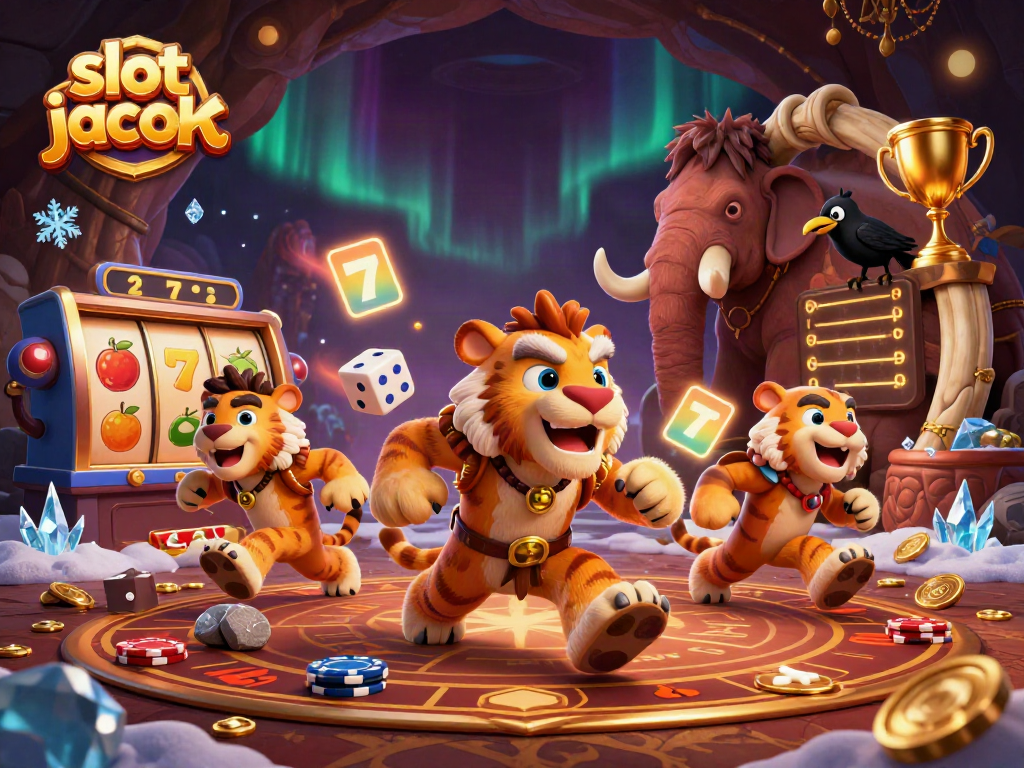 Mainkan slot jackpot dengan karakter kartun prasejarah di kasino megah penuh elemen slot menarik