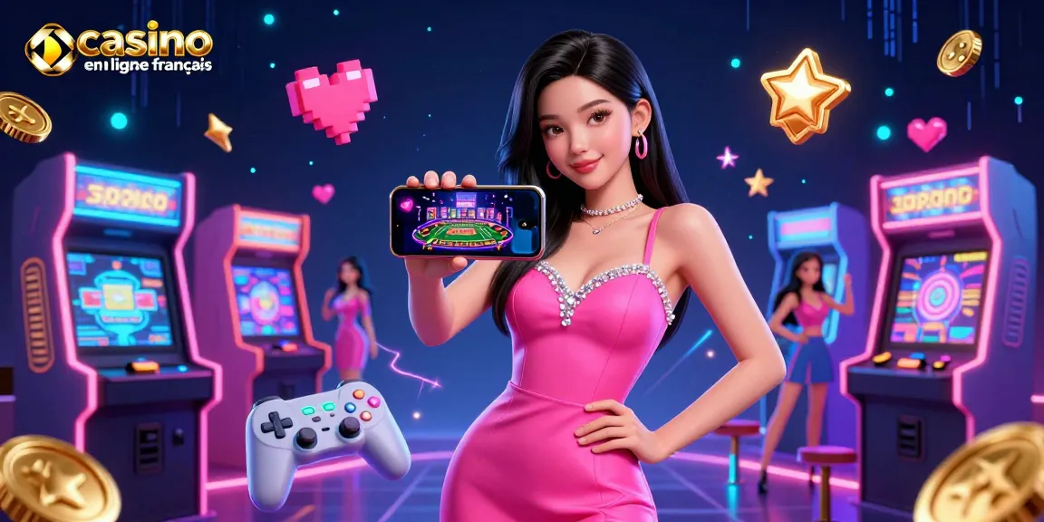 Découvrez l'excitation du casino en ligne français avec des jeux en direct captivants dans cette scène vibrante.