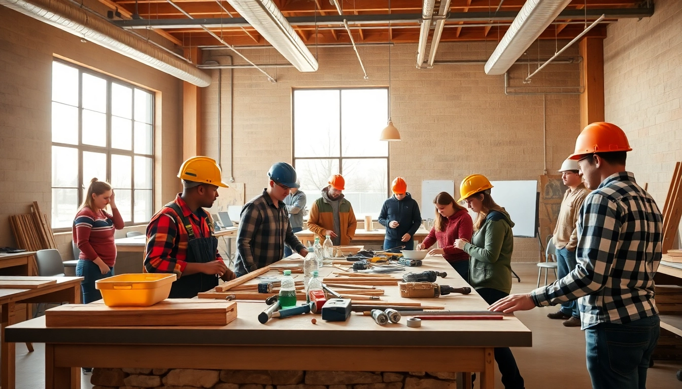 Students in a construction education Colorado classroom actively learning and collaborating on projects.