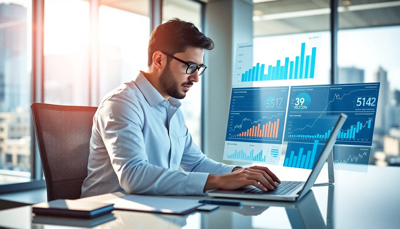 Expert analyzing data for linkedin sales navigator data extraction using advanced metrics in a modern workspace.