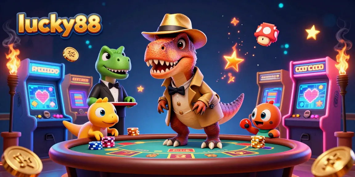 Experience the excitement of lucky88 with a velociraptor card counter at a blackjack table.