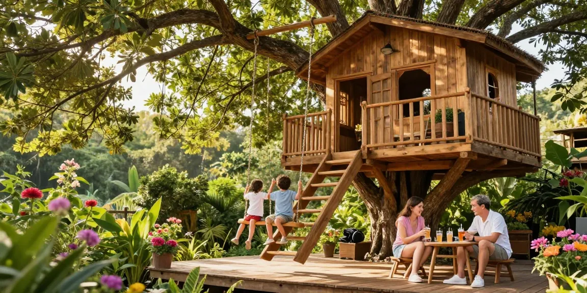 Explore the joyful moments of tree house life with family enjoying nature.