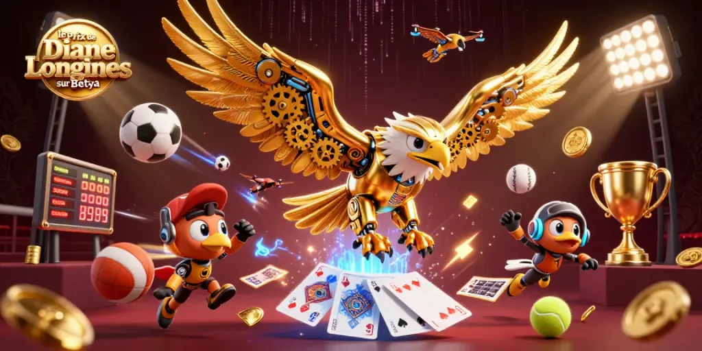 Place bets on le Prix de Diane Longines sur Betya with a thrilling cartoon eagle illustration.