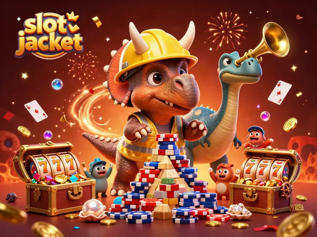 Experience thrilling moments with the slot jackpot in this vibrant 3D illustration.