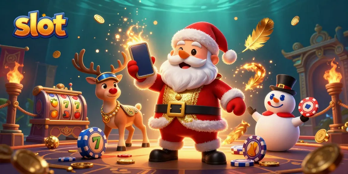 Memenangkan jackpot slot gacor dengan Santa Claus dan teman-temannya di kasino menghibur penuh warna.